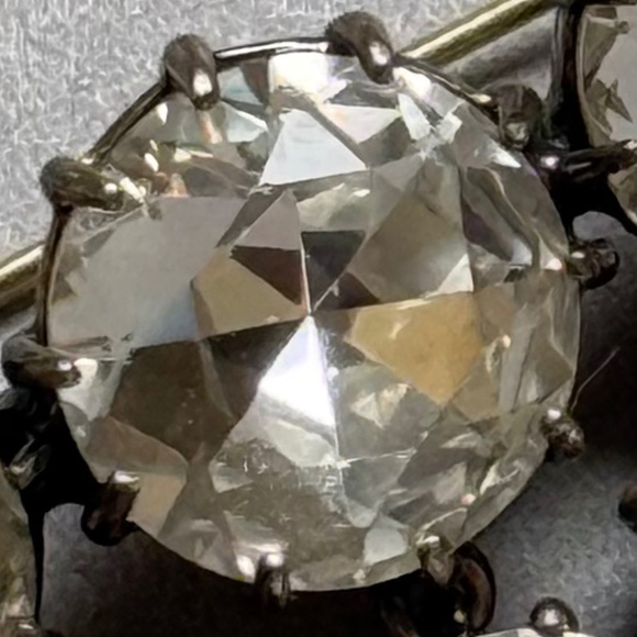 VINTAGE J. CREW Brooch Round Clear Crystal Drops Bronze Metal Preppy Classic B - Picture 3 of 10